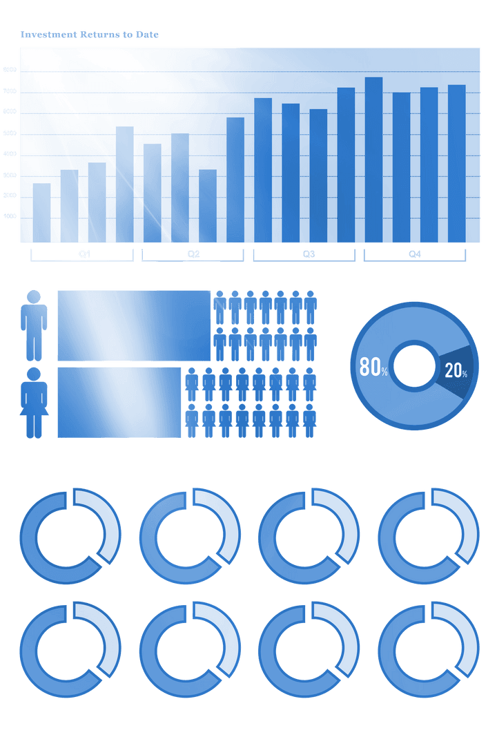 Blue Data Processing Diagrams on Transparent Background for Business