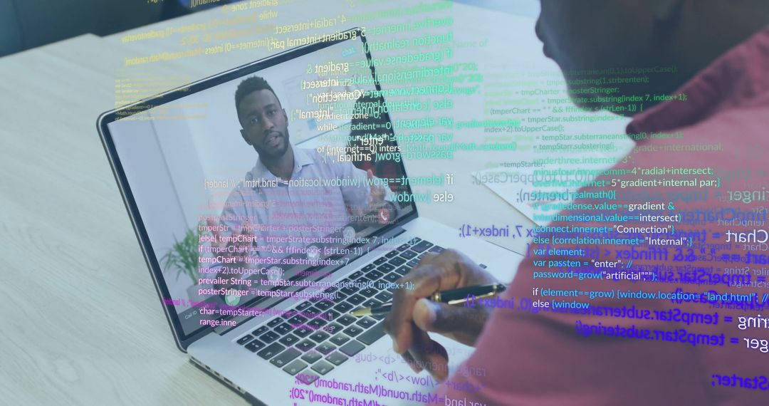 Virtual Meeting with Digital Code Interface Visualization