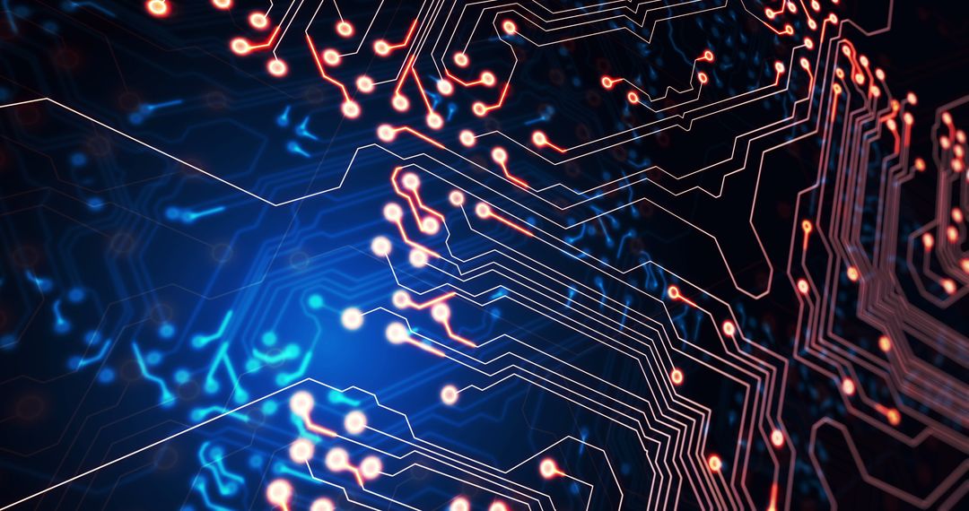 Dynamic Light Trails Over Computer Circuit Board