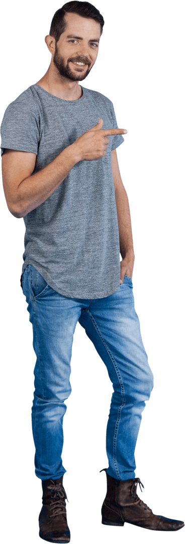 Transparent Confident Man Gesturing Casually in Casual Outfit