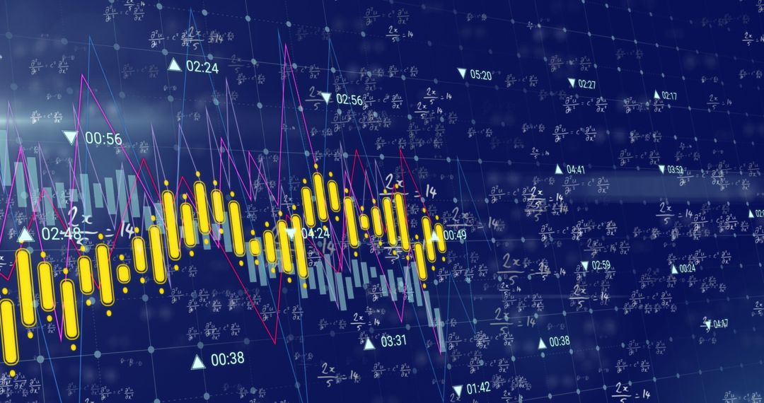 Abstract Financial Data with Mathematical Equations on Blue Background