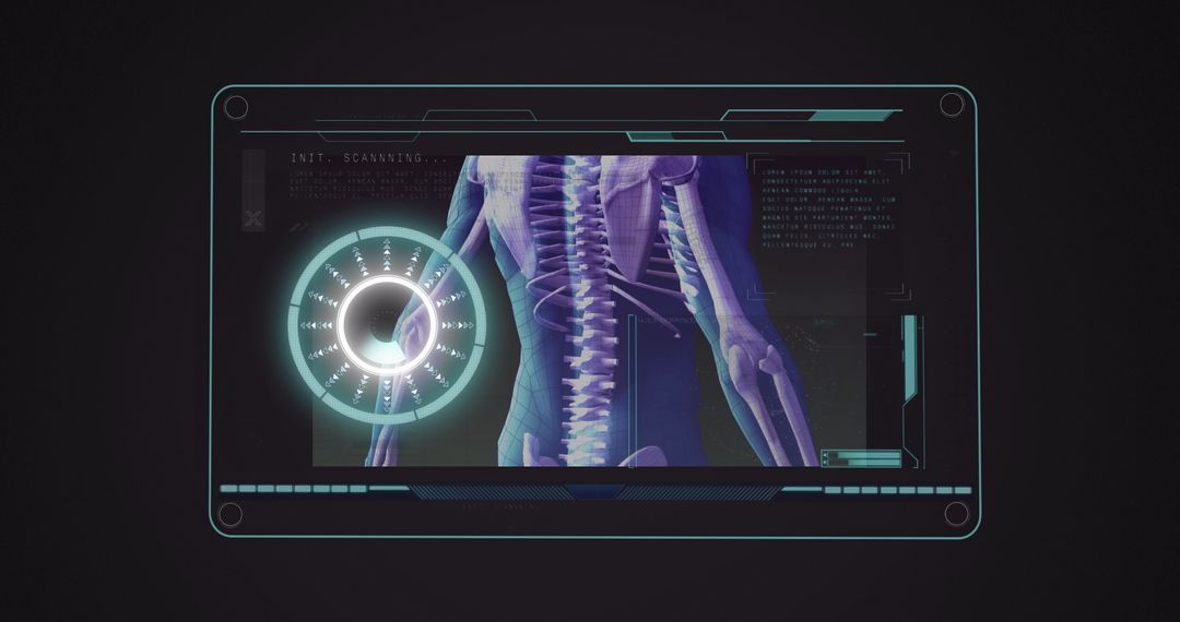 Futuristic Digital Interface Scanning Human Skeleton