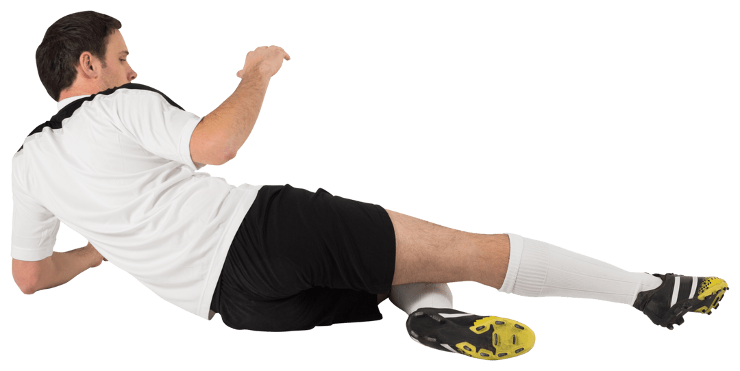 Transparent Football Player Sliding Move in Action