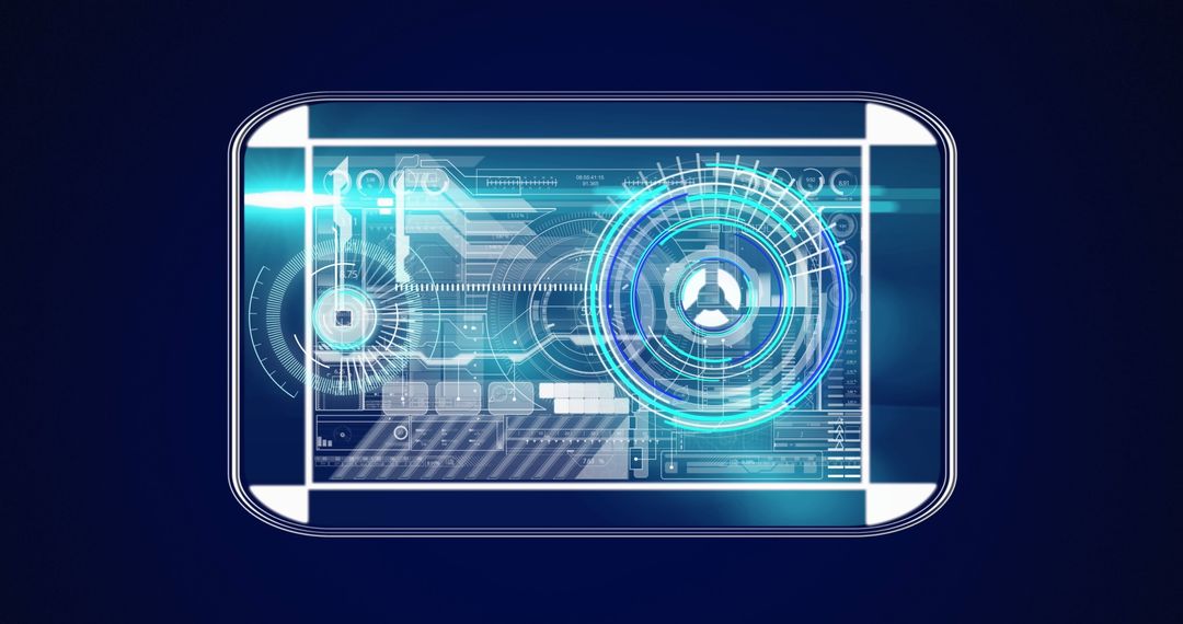 Futuristic Neon Digital Interface with Data Visualization