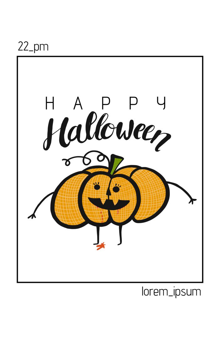 Cheerful Cartoon Pumpkin with Happy Halloween Text