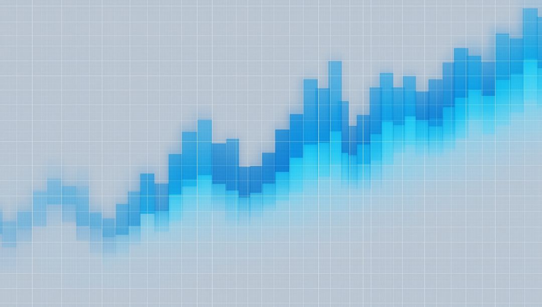 Stylized Increasing Bar Chart on Light Grid Background