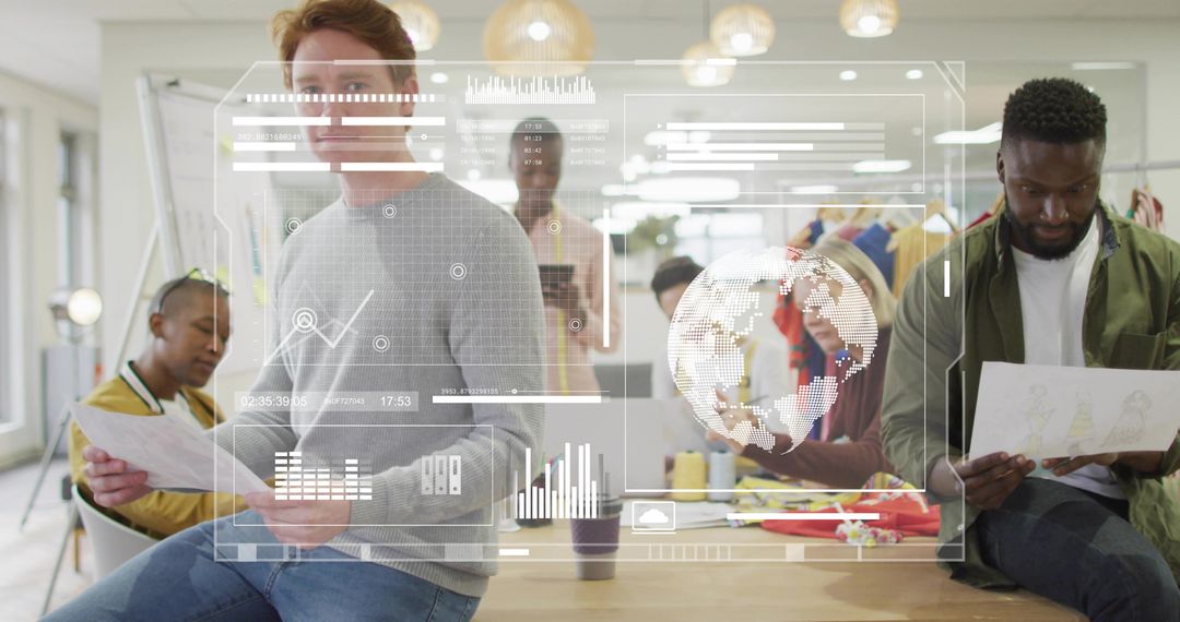 Creative Team Analyzing Digital Data in Design Studio