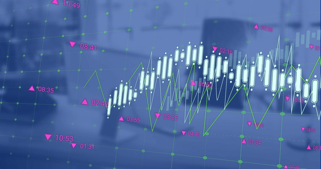 Financial Data Analysis on Digital Graph Interface with Abstract Office Background
