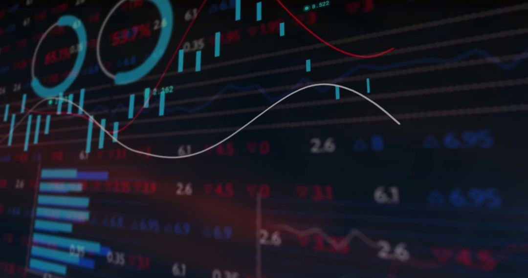 Digital Stock Market Interface with data Graphs and Chart