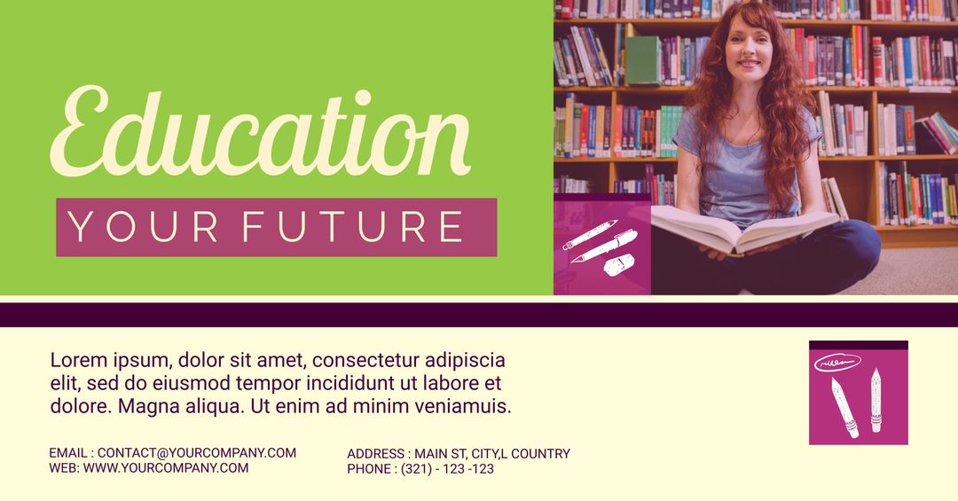 Young Woman Embracing Knowledge Surrounded by Books