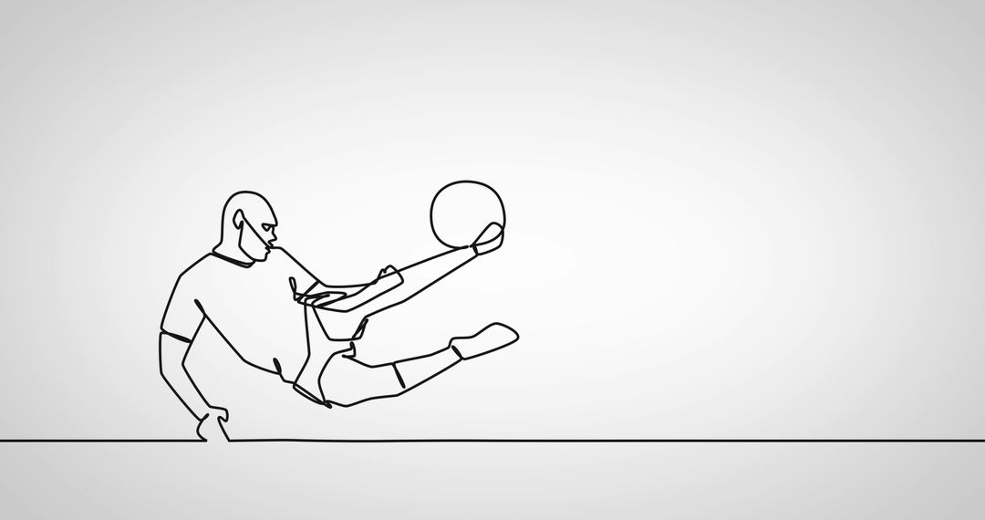 Dynamic Line Drawing of Soccer Player Kicking Ball