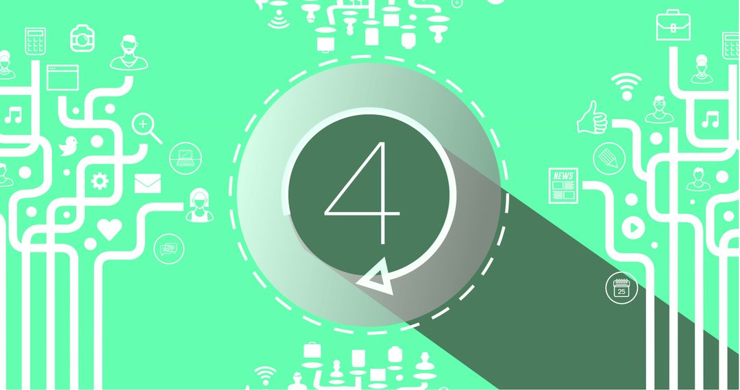 Circular Countdown Timer with Technology Interface Illustrations