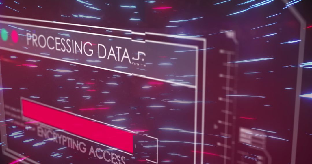 Abstract data processing display with light trails