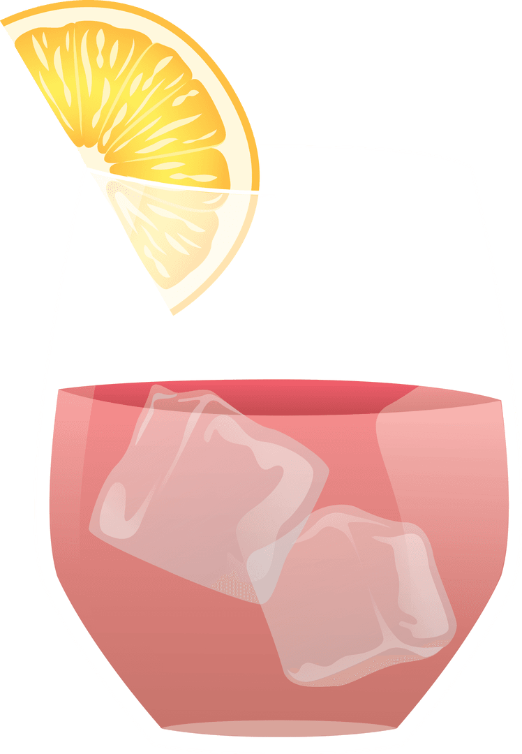 Transparent Vector Illustration of Refreshing Citrus Beverage with Ice