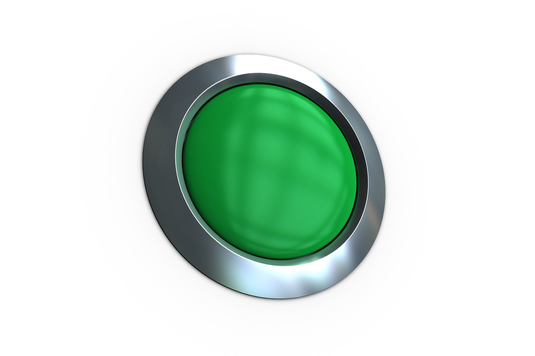 Green Pushbutton with Silver Frame on Transparent Background - Download Free Stock Images Pikwizard.com