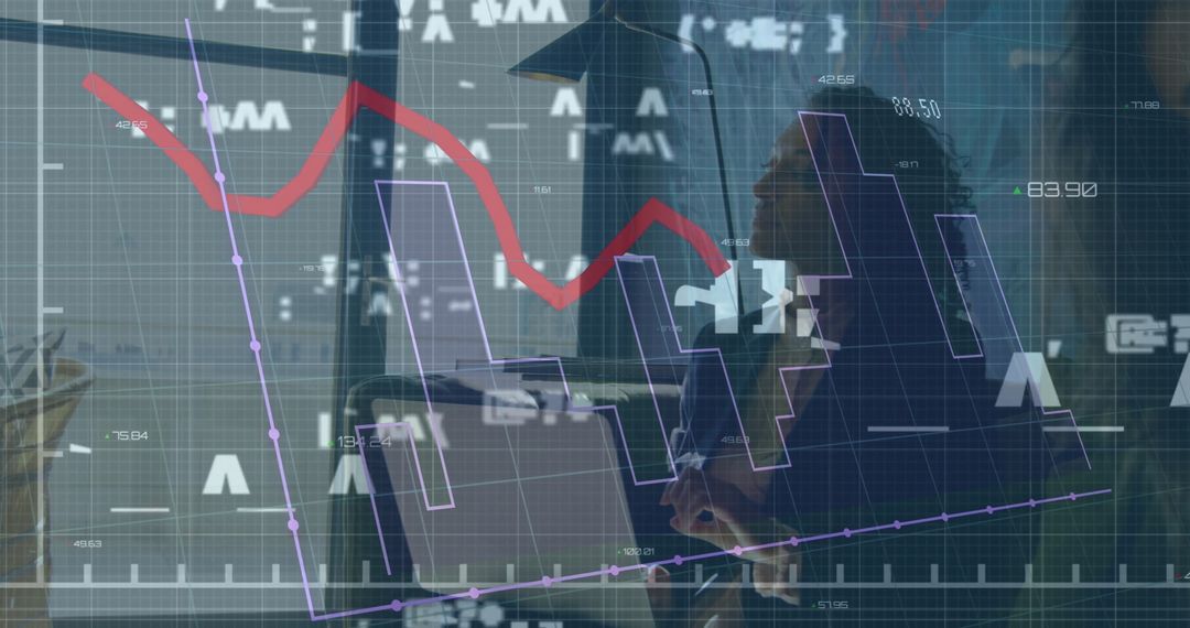 Financial Analysis with Diverse Team in Office Stock Graphs