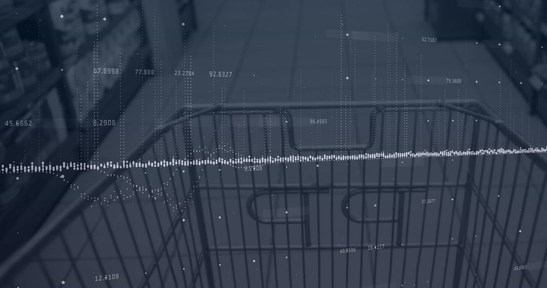 Digitally Enhanced Shopping Cart with Data Overlay in Supermarket