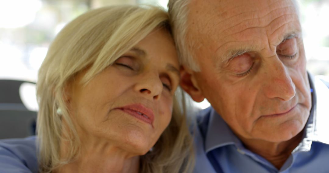 Elderly Couple Resting with Eyes Closed, Displaying Affection and Peace - Free Images, Stock Photos and Pictures on Pikwizard.com