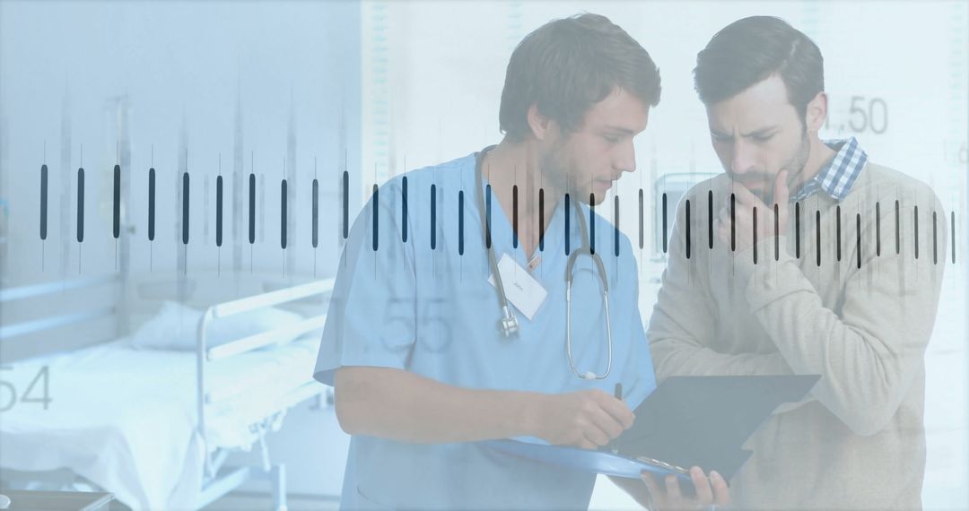 Doctor Explaining Diagnostic Results to Concerned Patient in Hospital Room