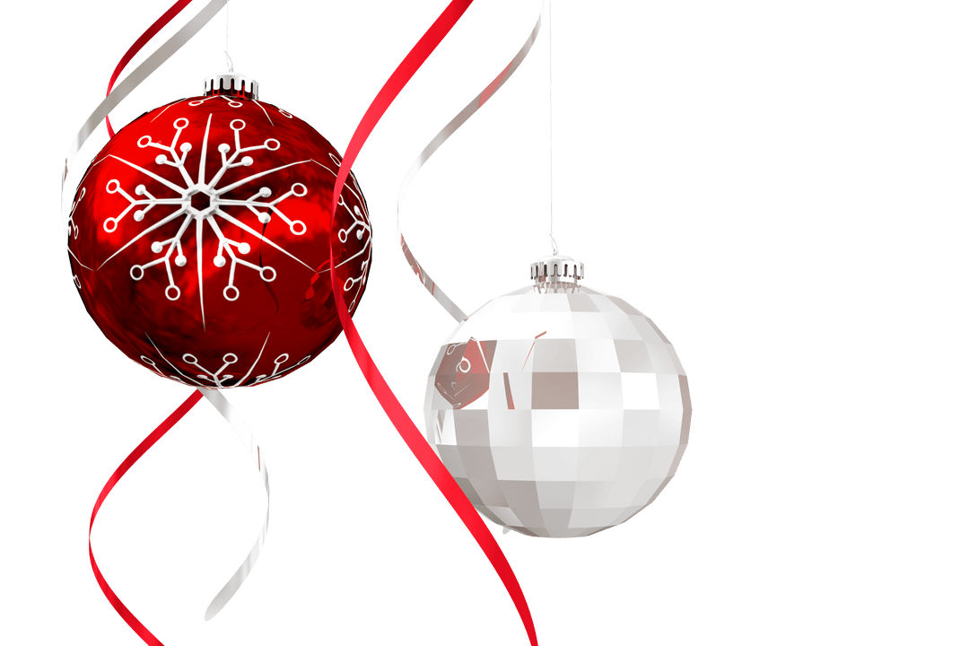 Transparent Christmas Ornaments with Red and Silver Design