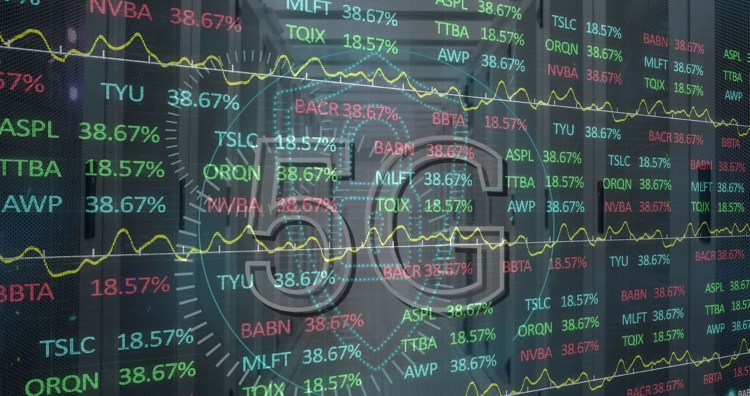 5G Innovation Concept with Stock Market and Digital Interface