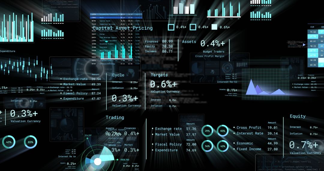 Futuristic Data Dashboard Visualizing Financial Statistics