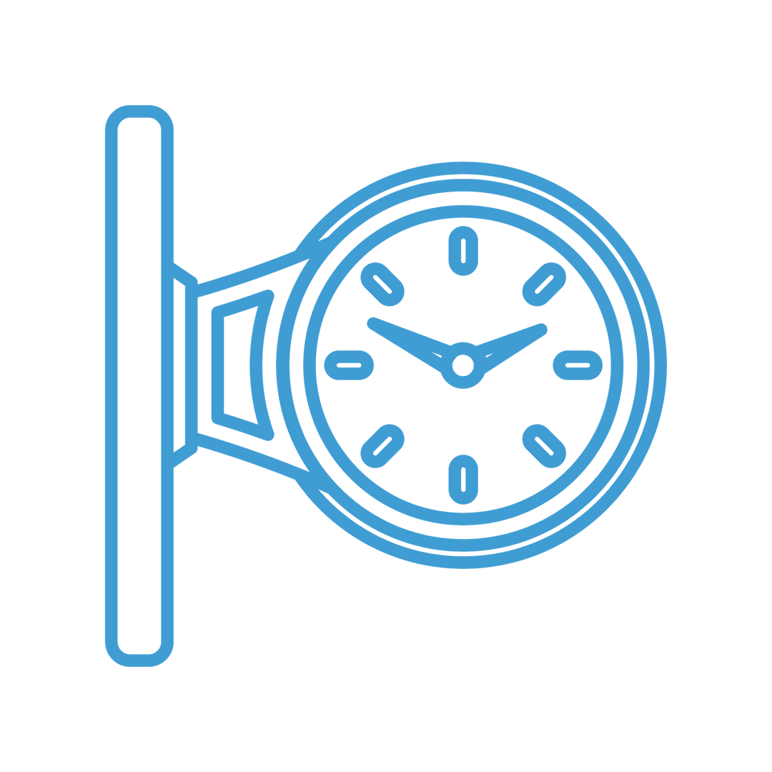 Transparent Digital Blue Railway Station Clock Illustration