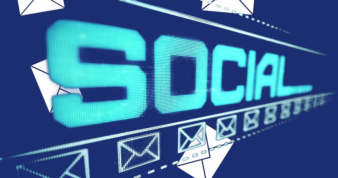 Digital Communication Interface with Social Text and Envelope Icons