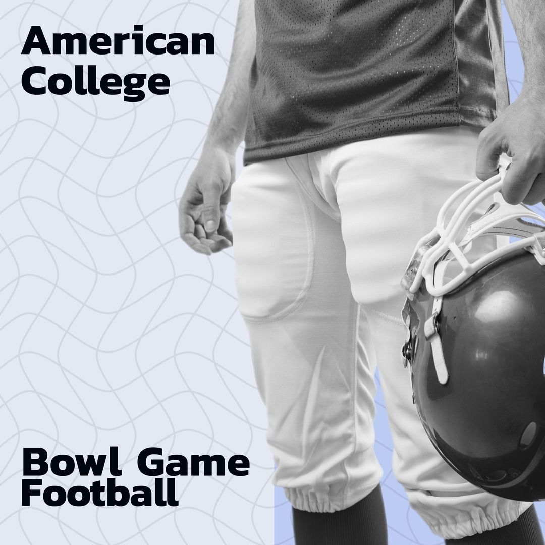 College Football Player Holding Helmet Ready for Bowl Game - Download Free Stock Templates Pikwizard.com