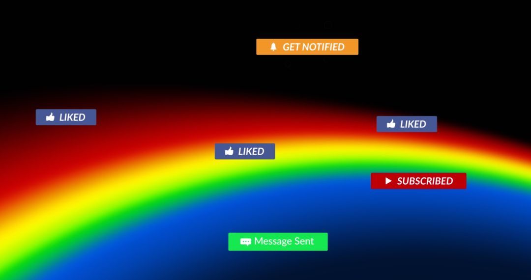 Vibrant Social Media Icons on Rainbow Gradient