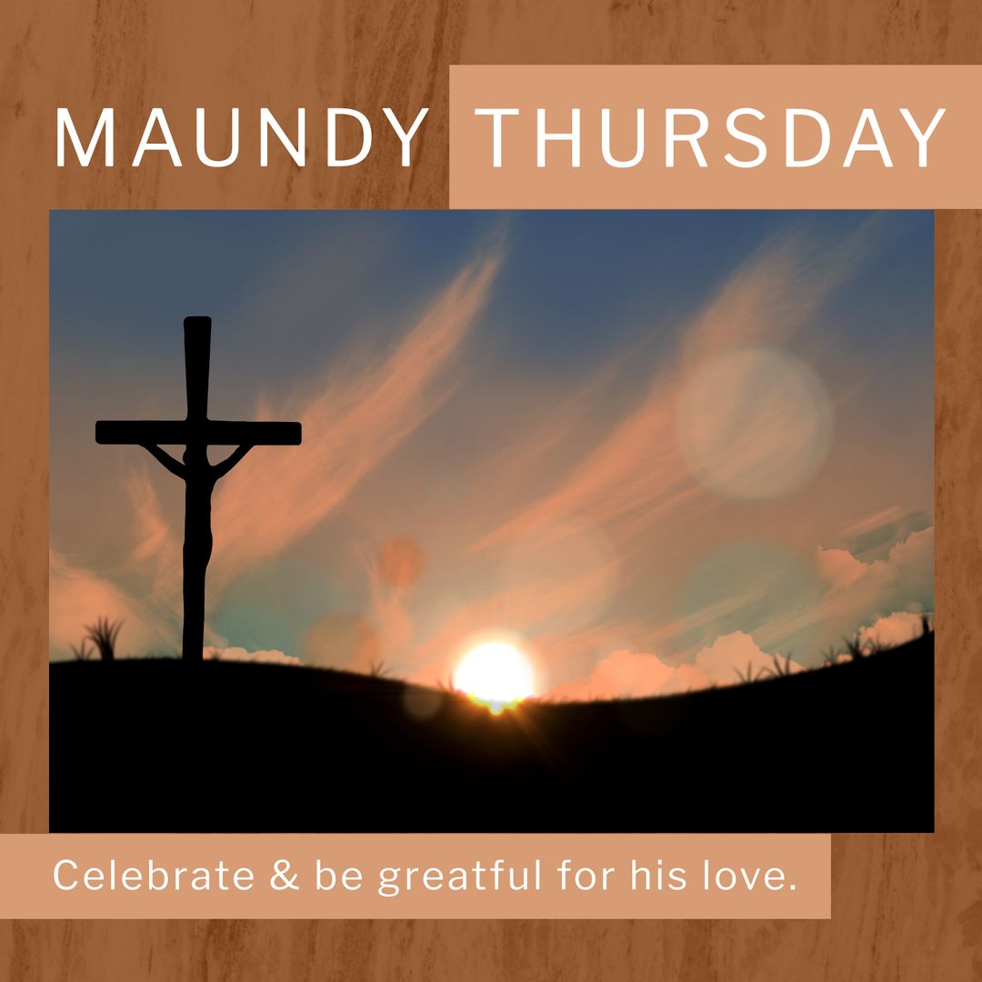 Maundy Thursday Religious Scene with Cross at Sunset - Download Free Stock Templates Pikwizard.com