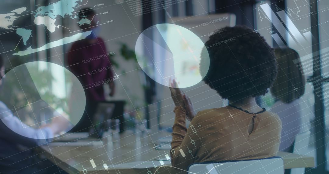 Team Meeting Analytics and Digital Interface Overlay