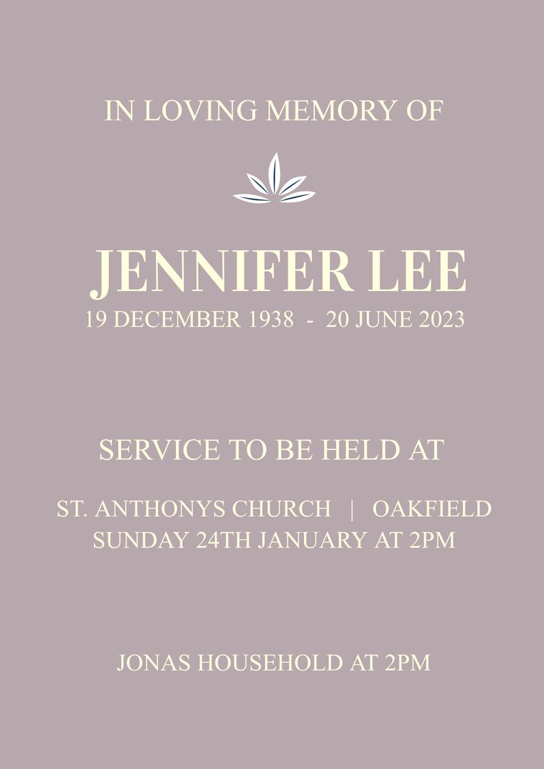 Minimalist Memorial Service Announcement with Floral Illustration - Download Free Stock Templates Pikwizard.com