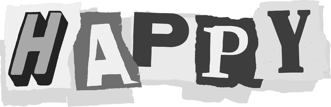 Bold Typography Paper Collage Spell Transparent Happy