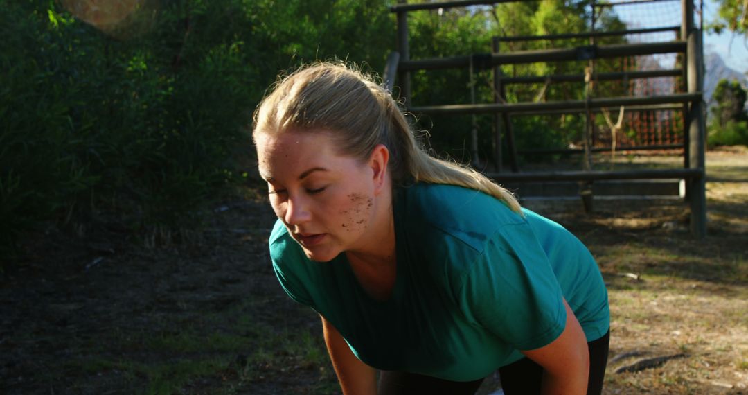 Woman Breathing Heavily After Exercise in Outdoor Park - Free Images, Stock Photos and Pictures on Pikwizard.com