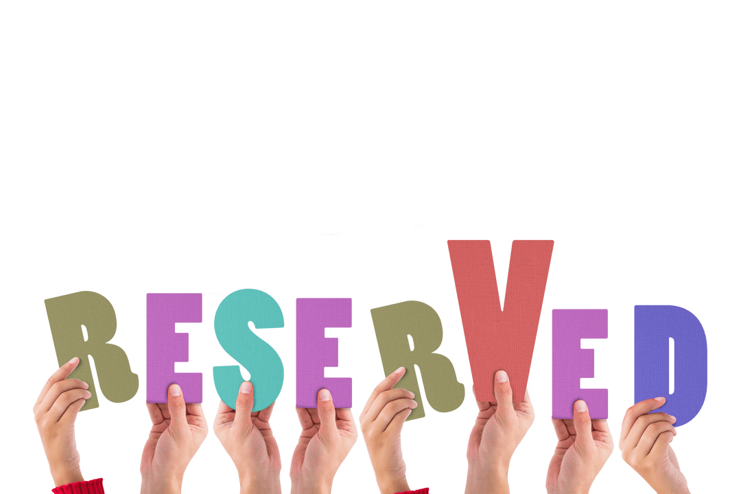 Hands Holding Colorful Transparent Reserved Sign