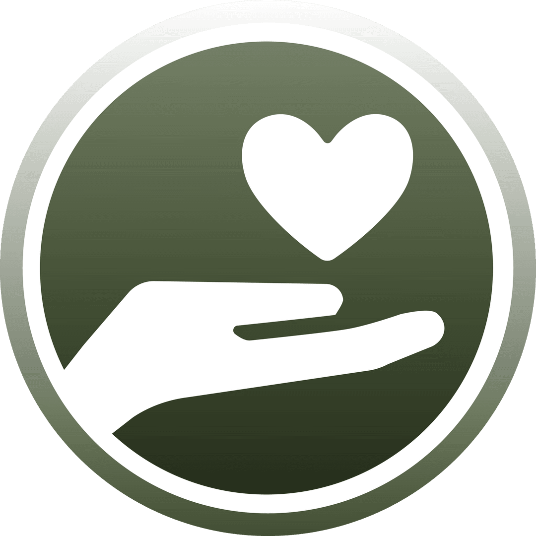 Transparent Hand Holding Heart Symbol on Circular Background