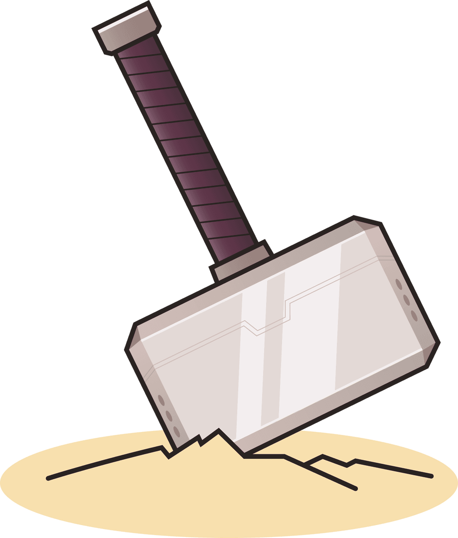 Mythical Hammer Strikes Ground on Transparent Background