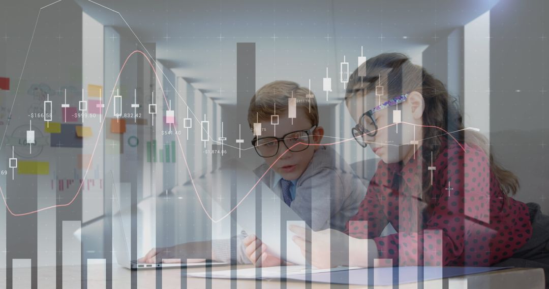 Children Embracing Digital Learning with Tablets and Graphs