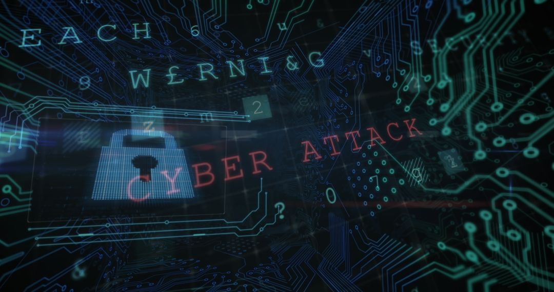 Cyber Attack Warning on Circuit Board Interface