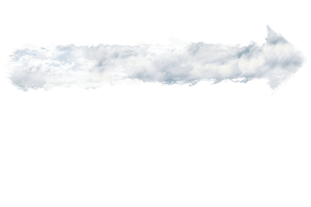 Cloudy Arrow Sign on Transparent Background for Directions and Journey