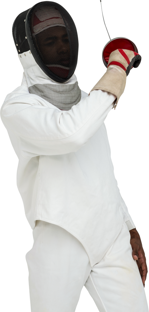 Transparent Image of Fencer in Full Suit Holding Sword Ready for Match - Download Free Stock Images Pikwizard.com