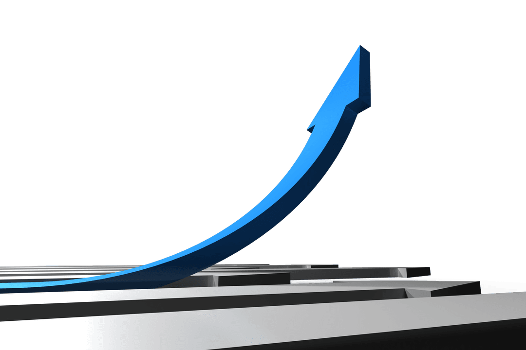 Rising Blue Arrow Illustrating Growth on Transparent Background