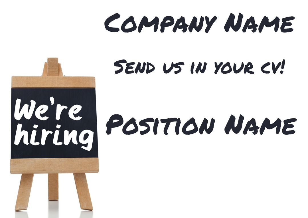 Hiring Announcement On Easel Board With Company Name And Position Details - Download Free Stock Templates Pikwizard.com