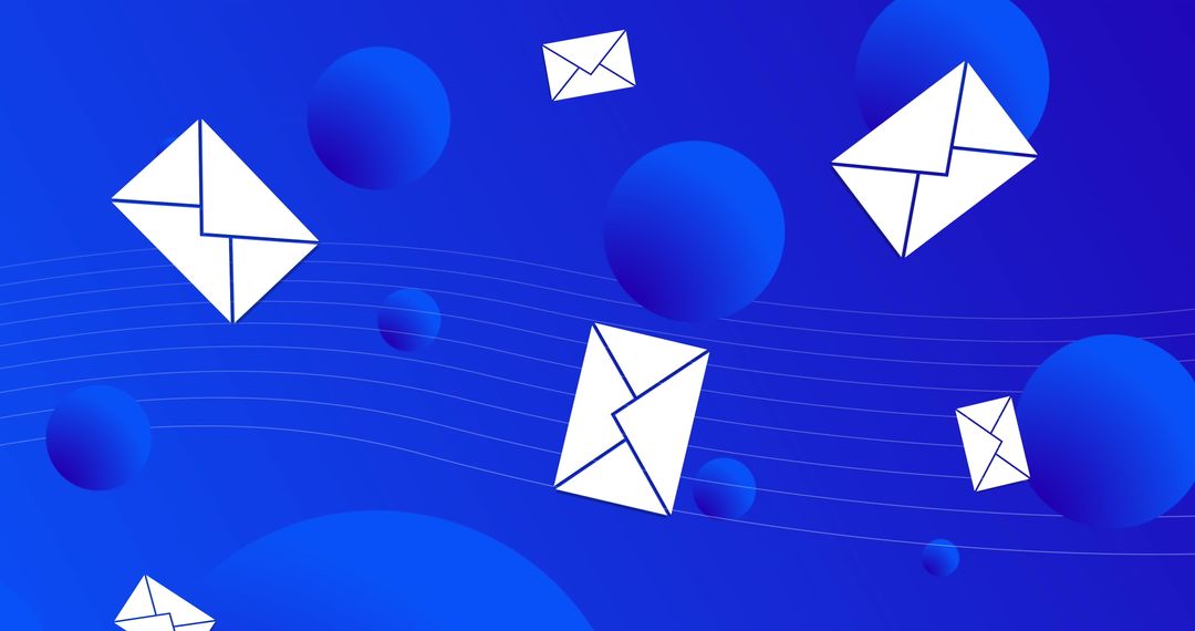 Digital Email Icon Floating on Blue Abstract Background