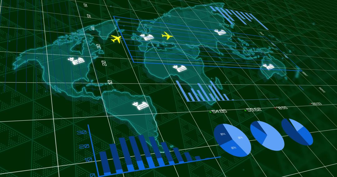 Global Air Traffic Data Visualization with Graphs and World Map