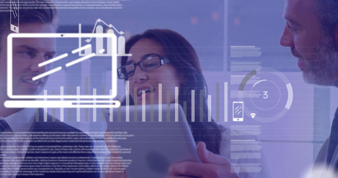 Business Professionals Collaborating in Modern Digital Interface