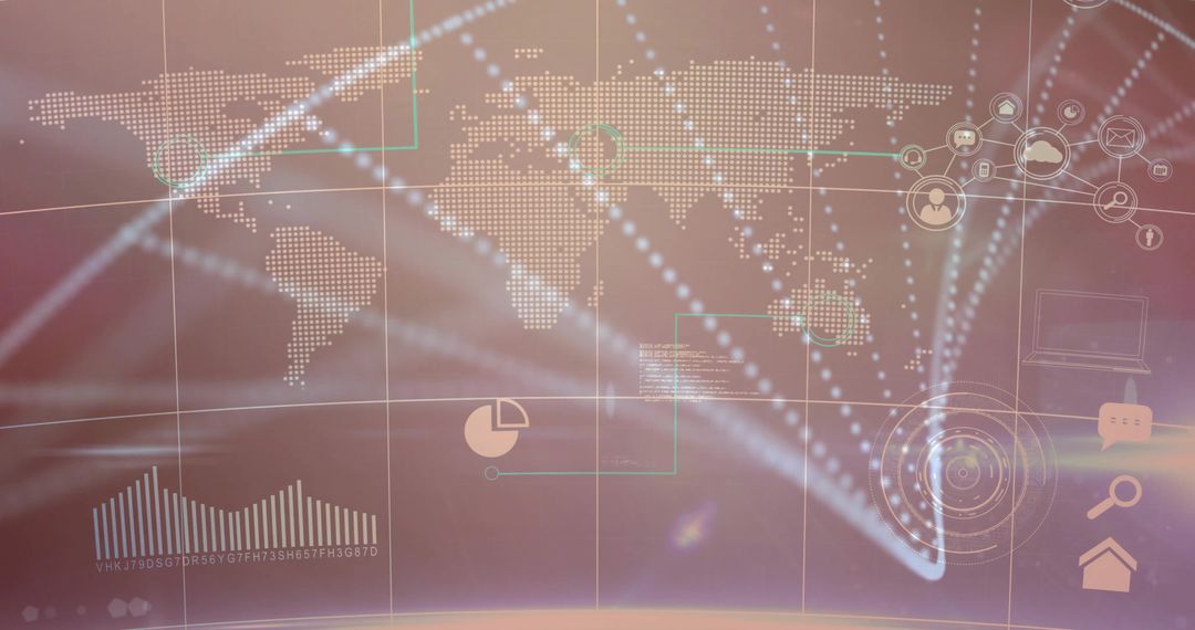 Futuristic Digital Dashboard with World Map and Data Visualization
