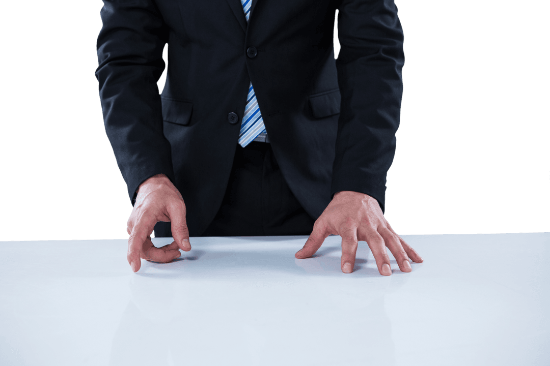 Transparent Technology Concept with Businessman's Hands Touching