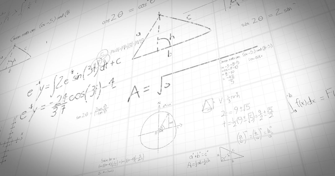Complex Mathematical Formulas on White Grid